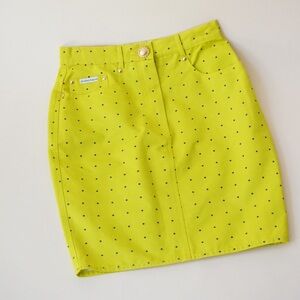 Christian Llinares Vintage Polka Dot Lime Green 90's Skirt - Size IT 42